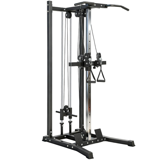Cable Station Dual Pulley System, Pull Up Bar, 14 Adjustable Positions Power Towers Black at Gallery Canada