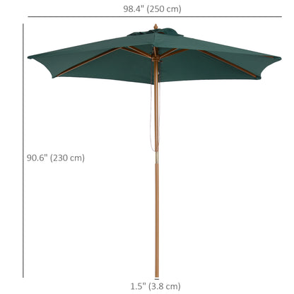 8FT Wood Patio Umbrella, Round Garden Parasol, Bamboo Ribs, Dark Green Sun Umbrellas at Gallery Canada