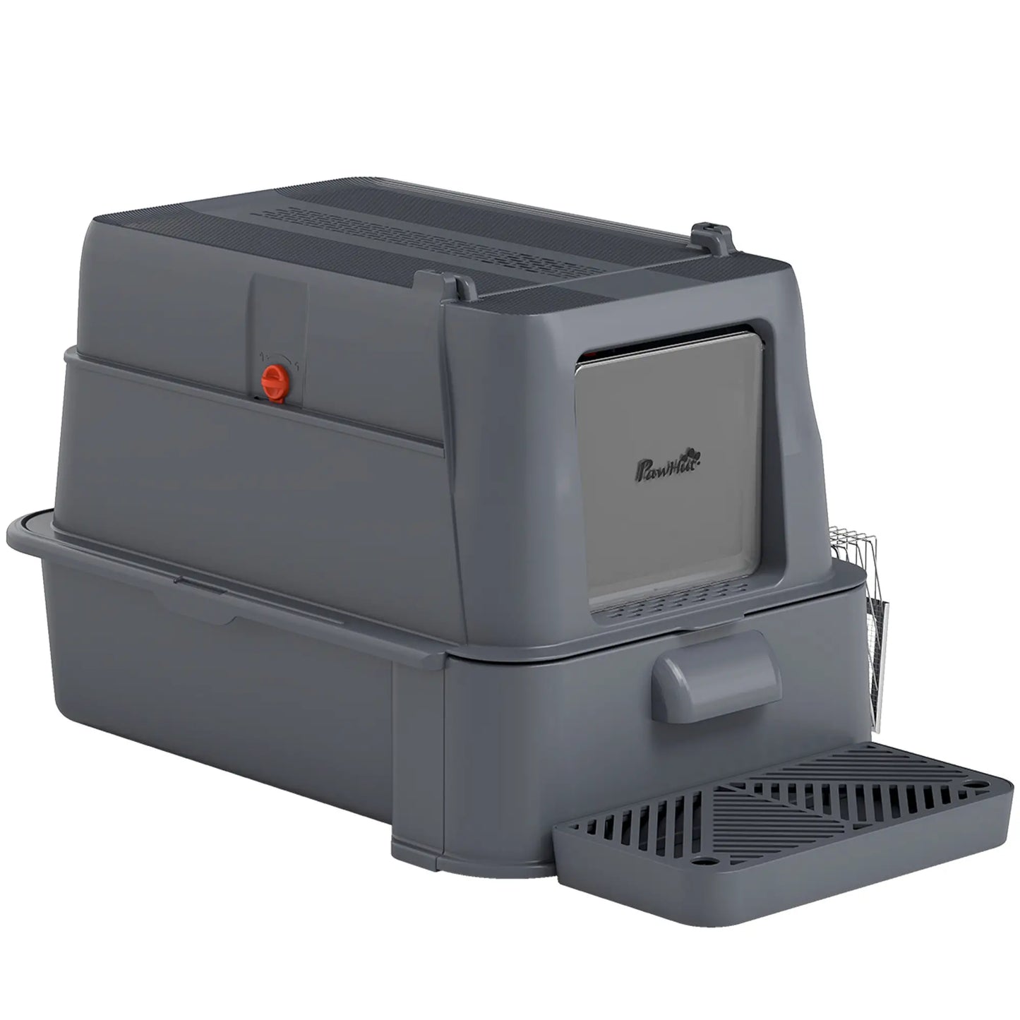 80L XL Stainless Steel Cat Litter Box, Flip Cover, Pull-Out Drawer, Dark Grey Cat Litter Box Enclosures Dark Grey at Gallery Canada