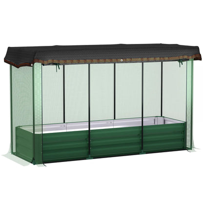 Galvanized Steel Planter Box, Raised Garden Bed, Crop Cage, Shade Cloth Raised Garden Beds Green planter, Green net, Black shade cloth at Gallery Canada