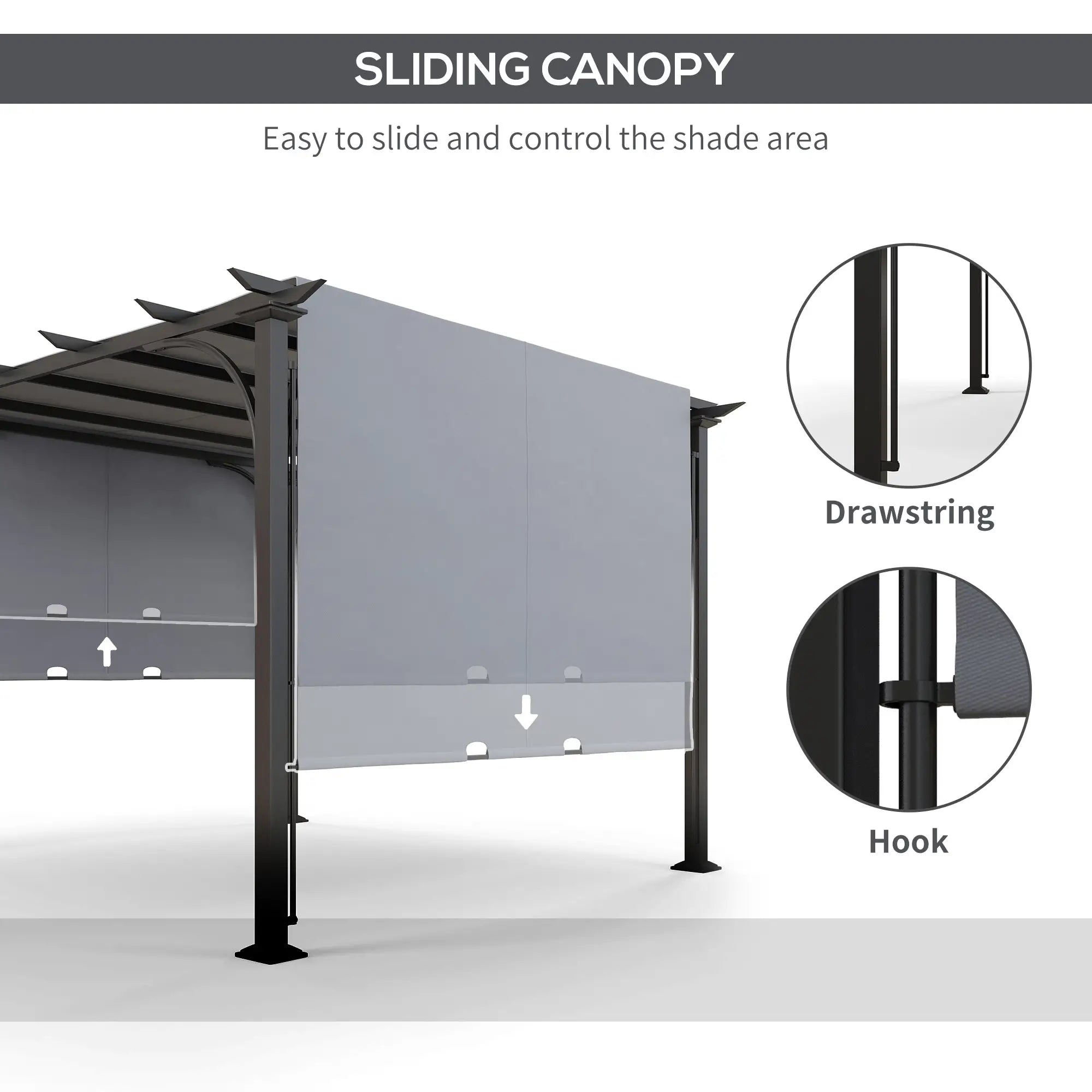 10' x 10' Outdoor Pergola, Steel Frame, Grey Pergolas at Gallery Canada