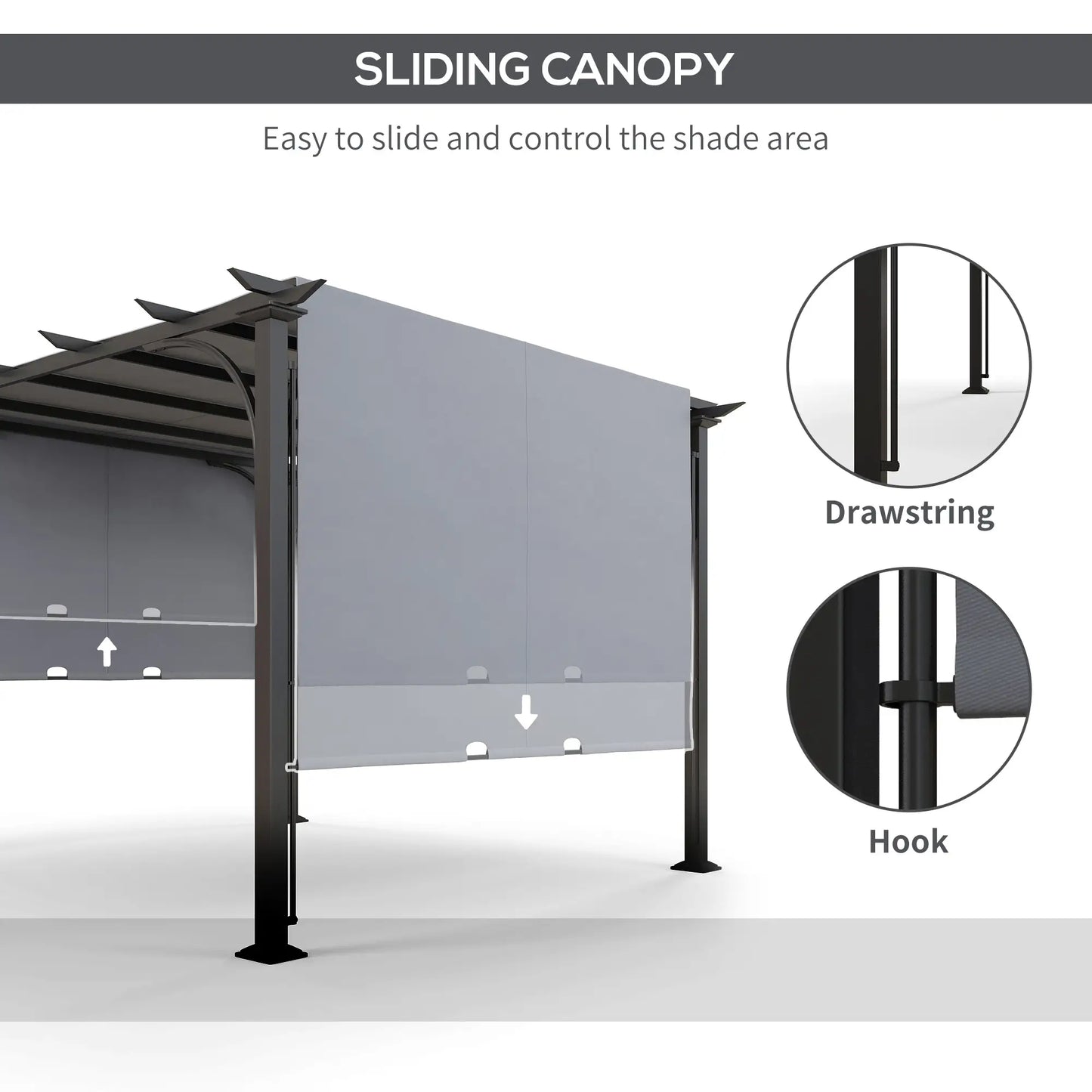 10' x 10' Outdoor Pergola, Steel Frame, Grey Pergolas at Gallery Canada