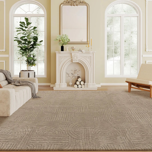 5x7 Faux Fur Rug, Non-Slip Carpet for Living Room, Bedroom, Tan Area Rugs Brown at Gallery Canada