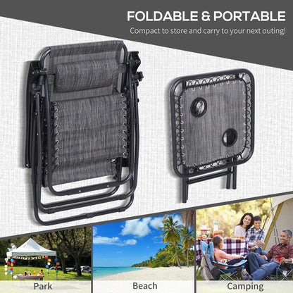 Zero Gravity Chair Set of 2, Patio Chair with Side Table, Dark Grey Lounger Chairs at Gallery Canada