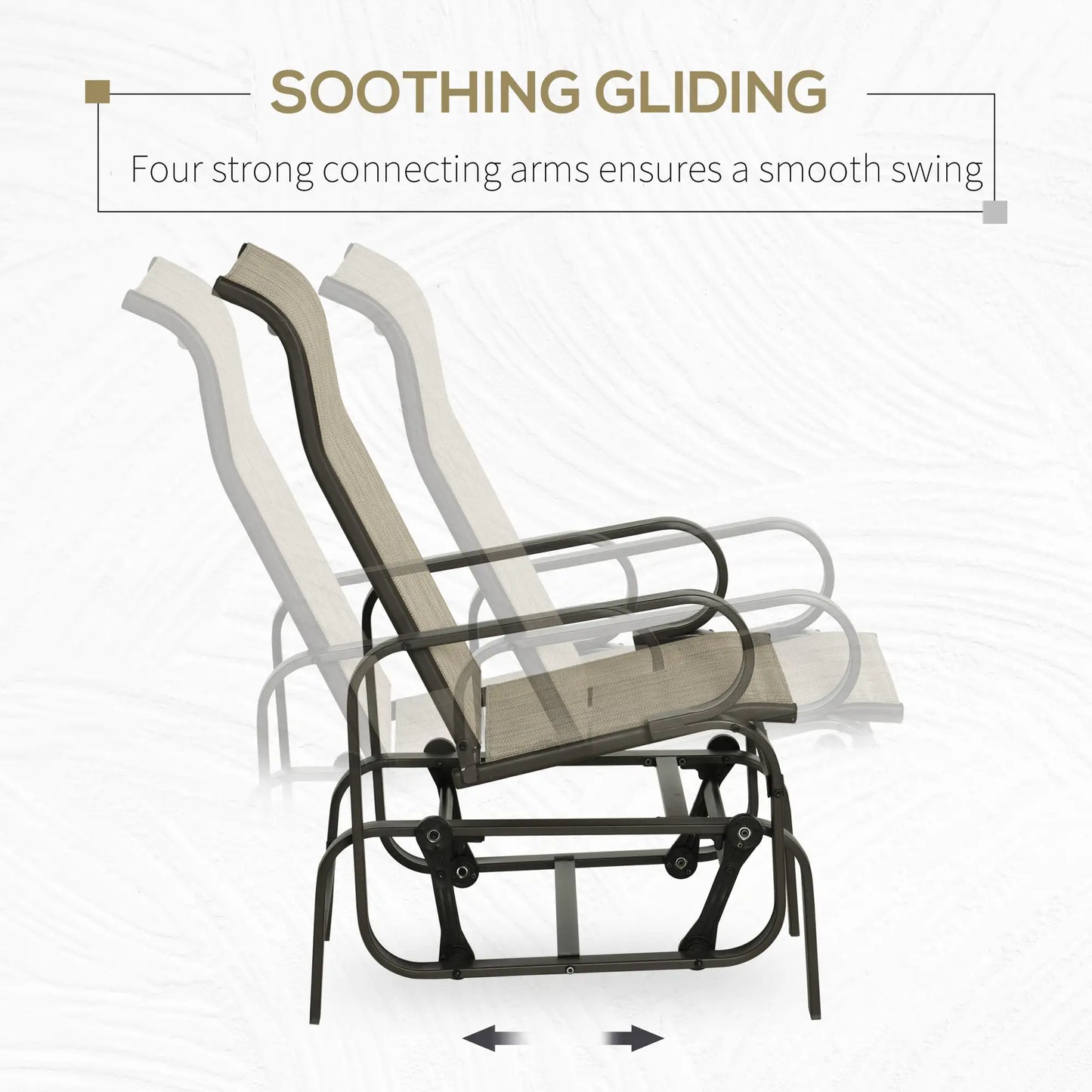 Patio Glider with Mesh Fabric, Outdoor Rocking Chair, Brown Flaxen, Brown Outdoor Gliders at Gallery Canada