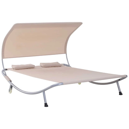 79" Outdoor Lounge Chair with Canopy, Double Chaise Lounger, Sand Lounger Chairs Sand at Gallery Canada