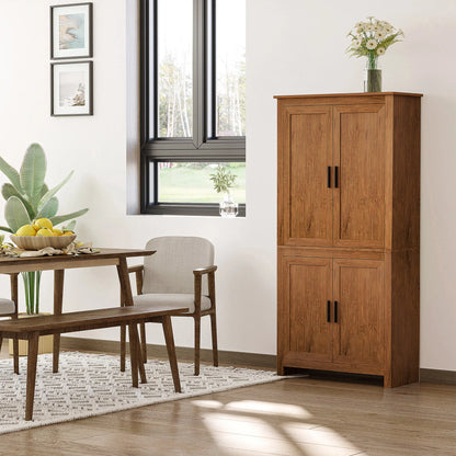 64" Kitchen Pantry Cabinet, 4 Doors, 3 Adjustable Shelves, Oak Kitchen Pantry Cabinets at Gallery Canada