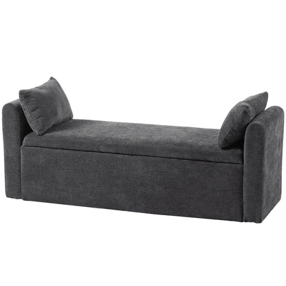 54" Storage Ottoman Bench with Pillows, Dark Grey, Dark Grey Storage Ottomans & Benches Dark Grey at Gallery Canada