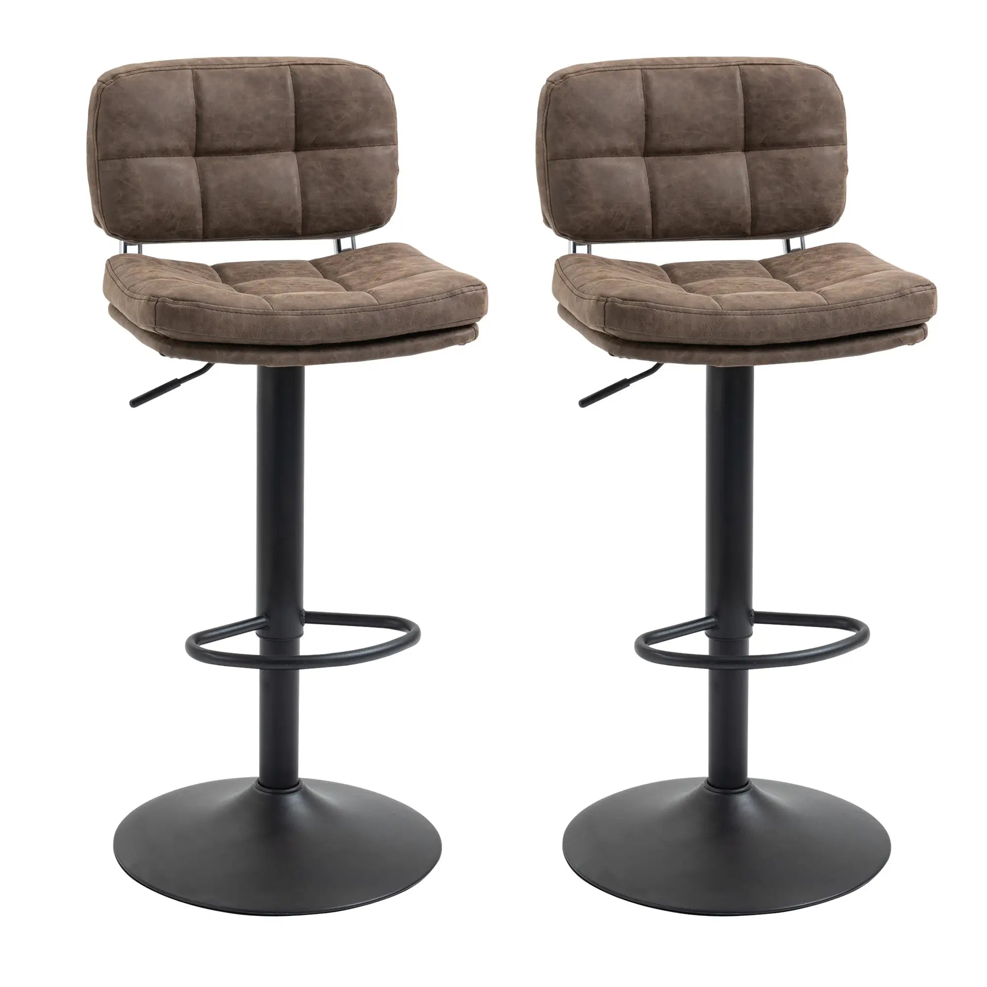 Swivel Counter Height Bar Stools Set of 2, Adjustable Height, PU Leather Bar Stools at Gallery Canada