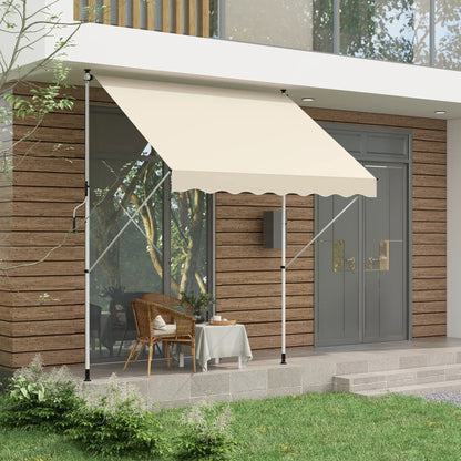 10x5ft Manual Retractable Awning, Water Resistant UV Protector, Beige Door Awnings at Gallery Canada