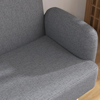 Velvet Fabric 2 Seater Sofa, Small Loveseat 8.3" Thick, Grey 2-Seater Sofas at Gallery Canada