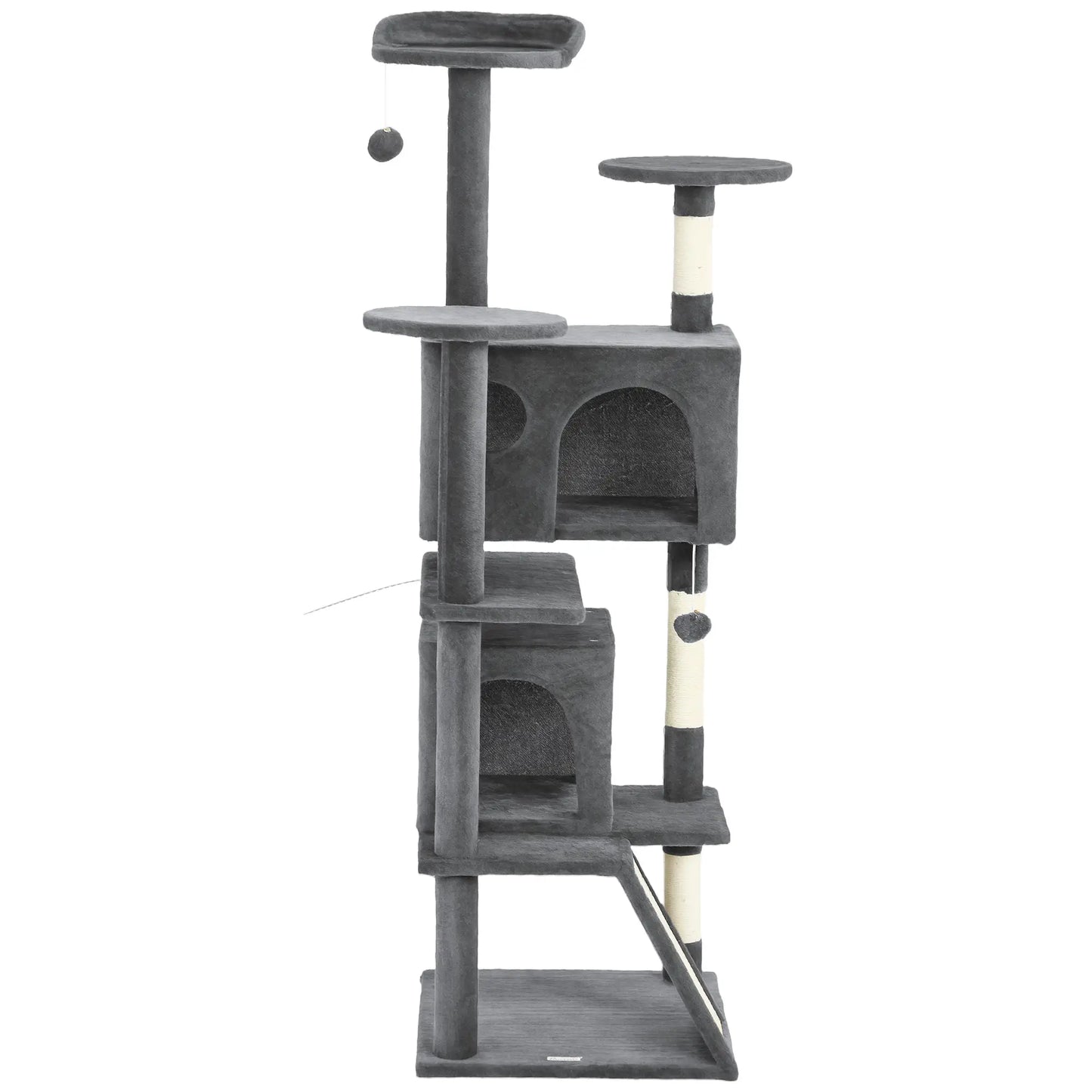 63" Cat Tree, Multi-Level Cat Tower, Scratching Posts, Dark Grey