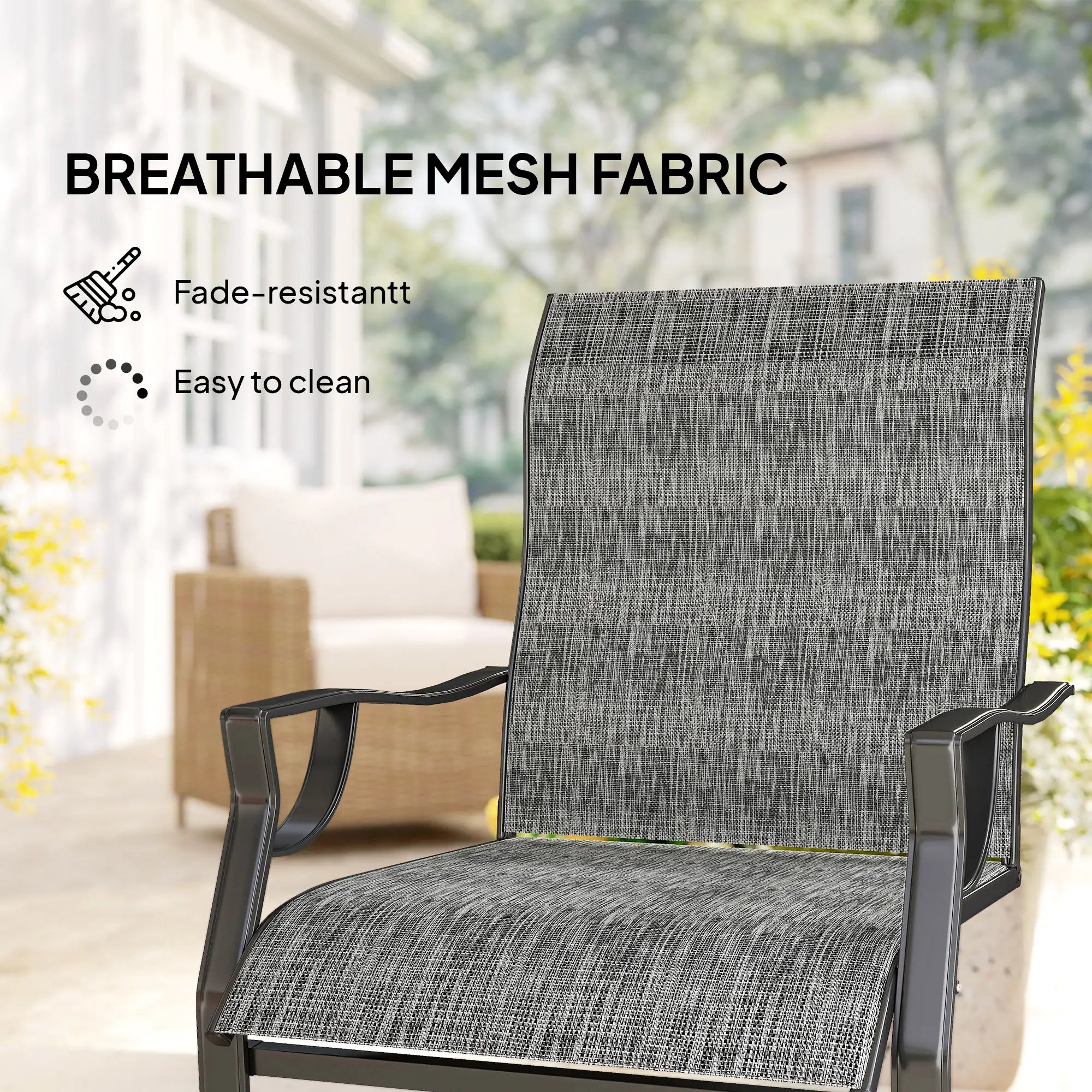C Spring Motion Patio Chairs Set of 2, High Backrest, Armrest, Breathable Fabric Patio Chairs at Gallery Canada
