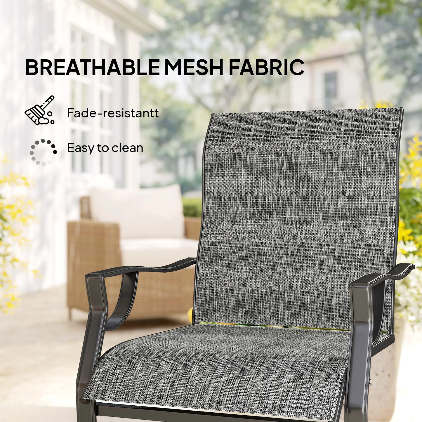 C Spring Motion Patio Chairs Set of 2, High Backrest, Armrest, Breathable Fabric Patio Chairs at Gallery Canada