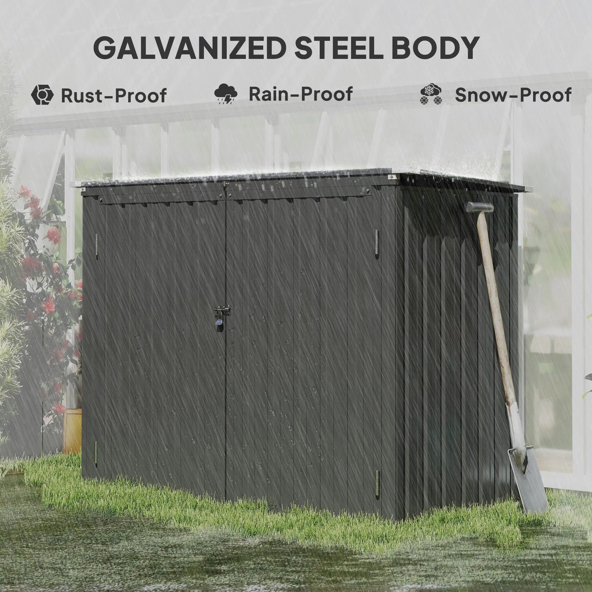 Lockable Galvanized Steel Garbage Bin Shed, Outdoor Storage, Lift-Up Lid Sheds at Gallery Canada