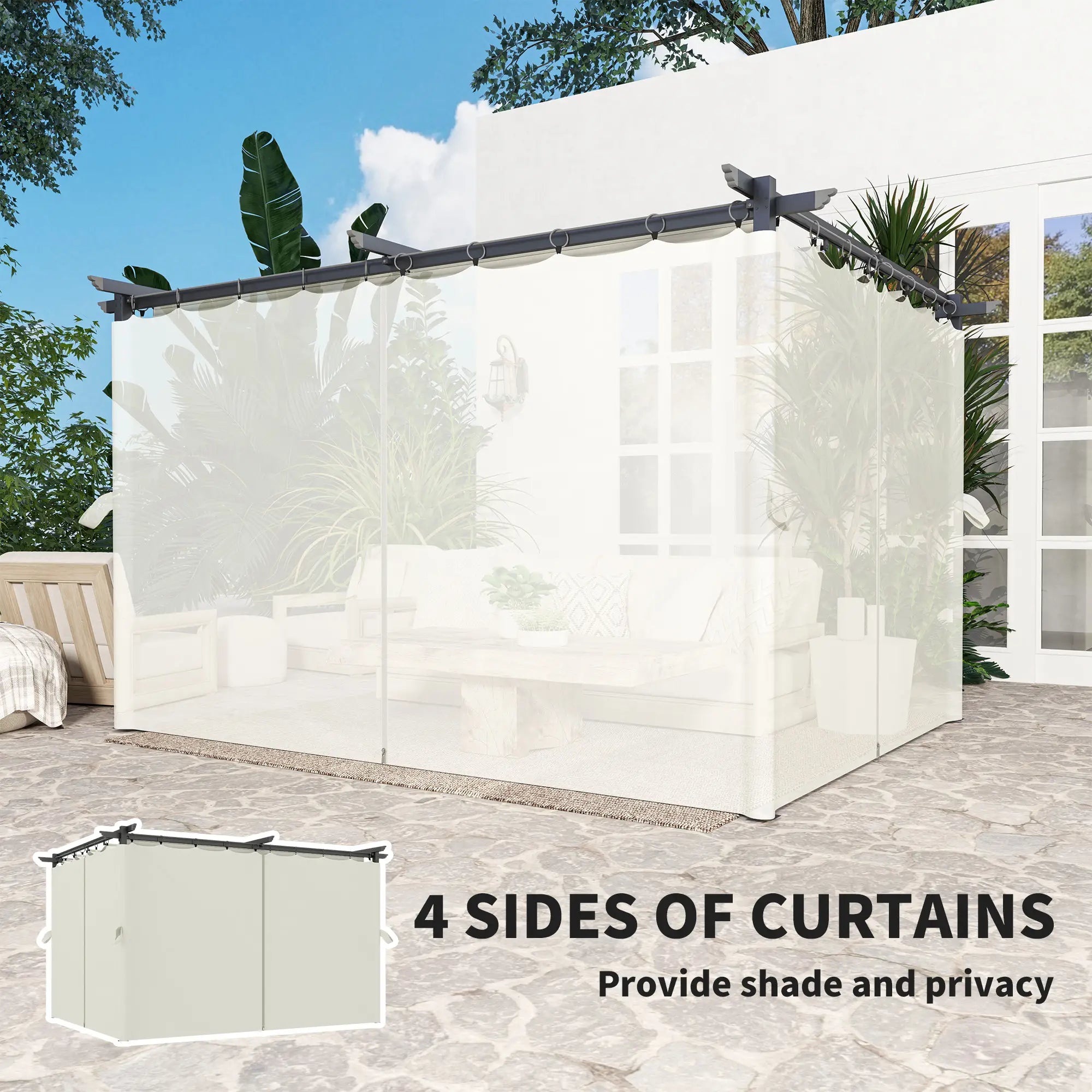 10' x 13' Pergola With Retractable Canopy, Curtains, UPF30+ Sun Shade Pergolas at Gallery Canada