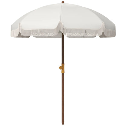 6.2' Travel Beach Umbrella, Vent, Ruffles, Carry Bag, Cream White Beach Umbrellas Cream at Gallery Canada