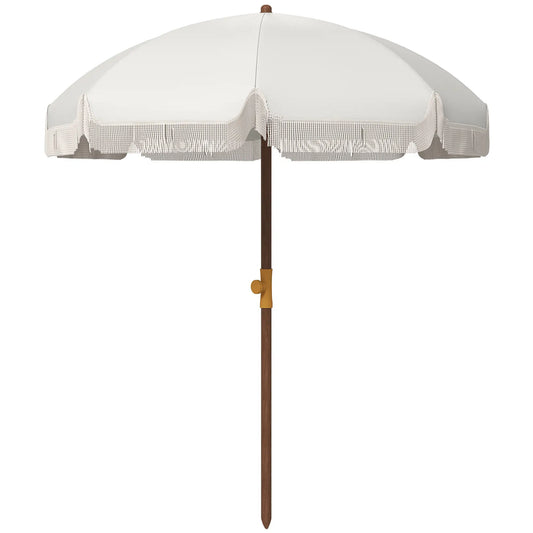 6.2' Travel Beach Umbrella, Vent, Ruffles, Carry Bag, Cream White Beach Umbrellas Cream at Gallery Canada