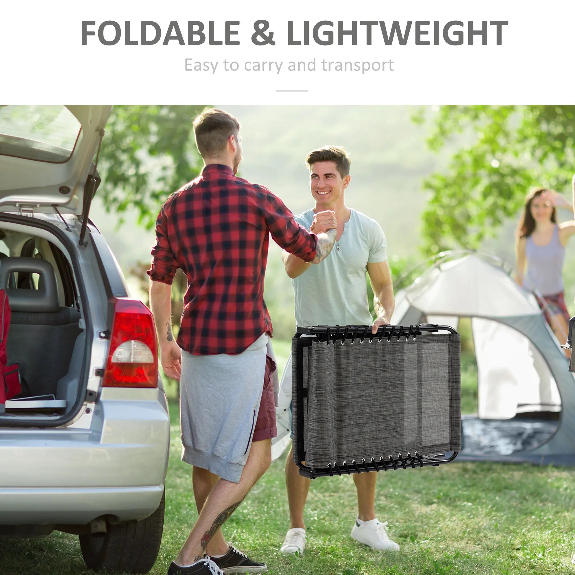 Outdoor Folding Chaise Lounge, Adjustable Backrest, Removable Pillow, Mixed Grey, Grey Lounger Chairs at Gallery Canada