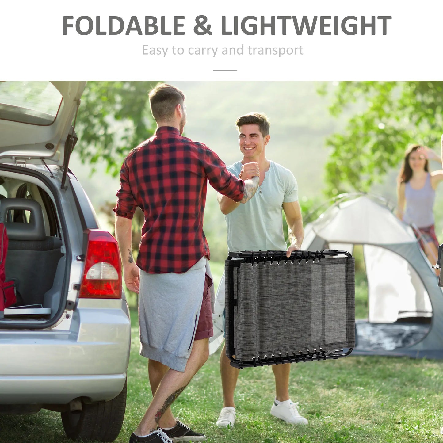 Outdoor Folding Chaise Lounge, Adjustable Backrest, Removable Pillow, Mixed Grey, Grey Lounger Chairs at Gallery Canada