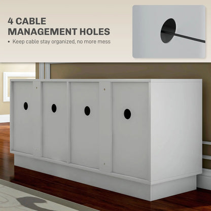 Modern TV Stand for 55" TV, Cabinet with 4 Doors, 2 Shelves, White TV Stands at Gallery Canada