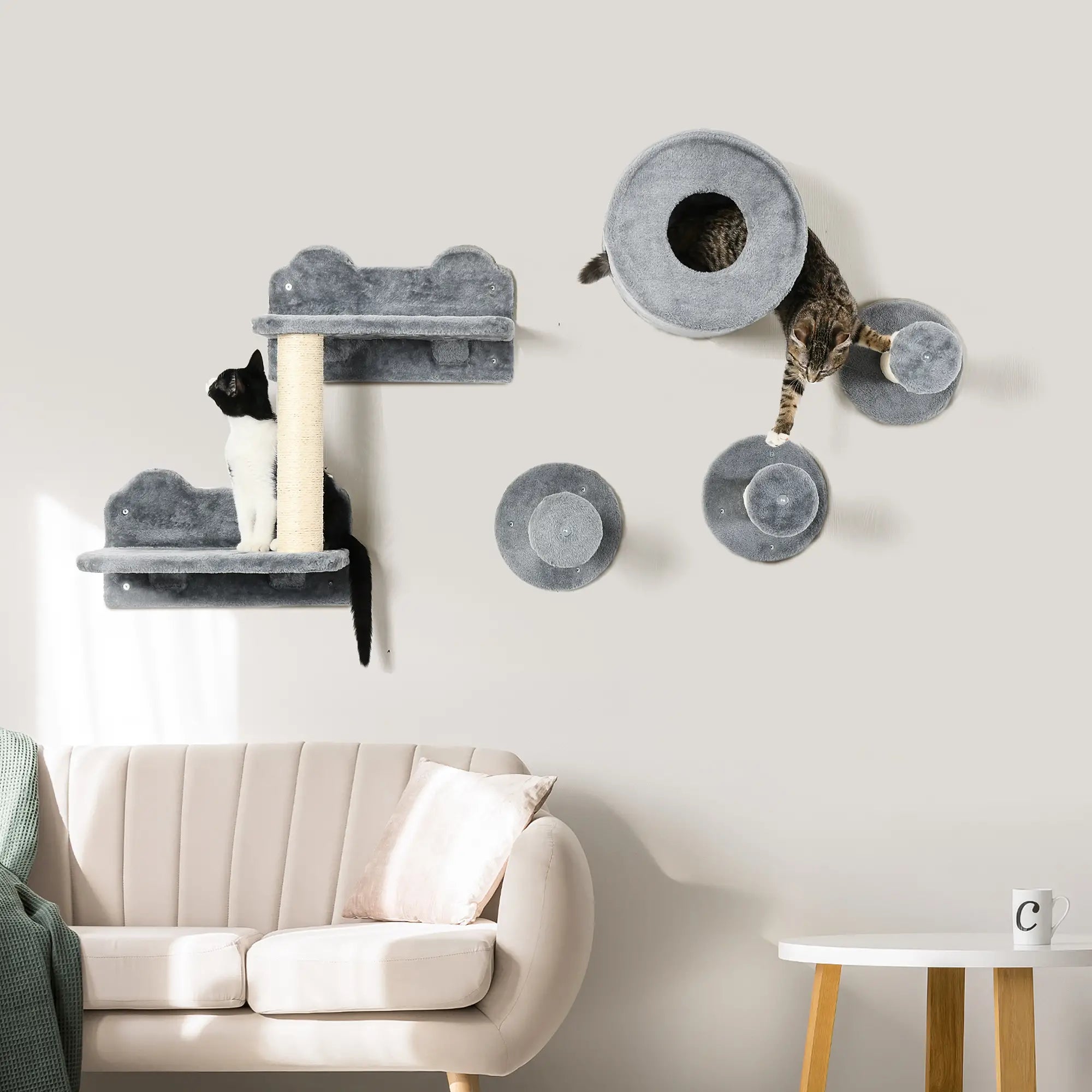 Wall-Mounted Pet Climbing Shelf Set, Grey Cat Climbing Wall at Gallery Canada