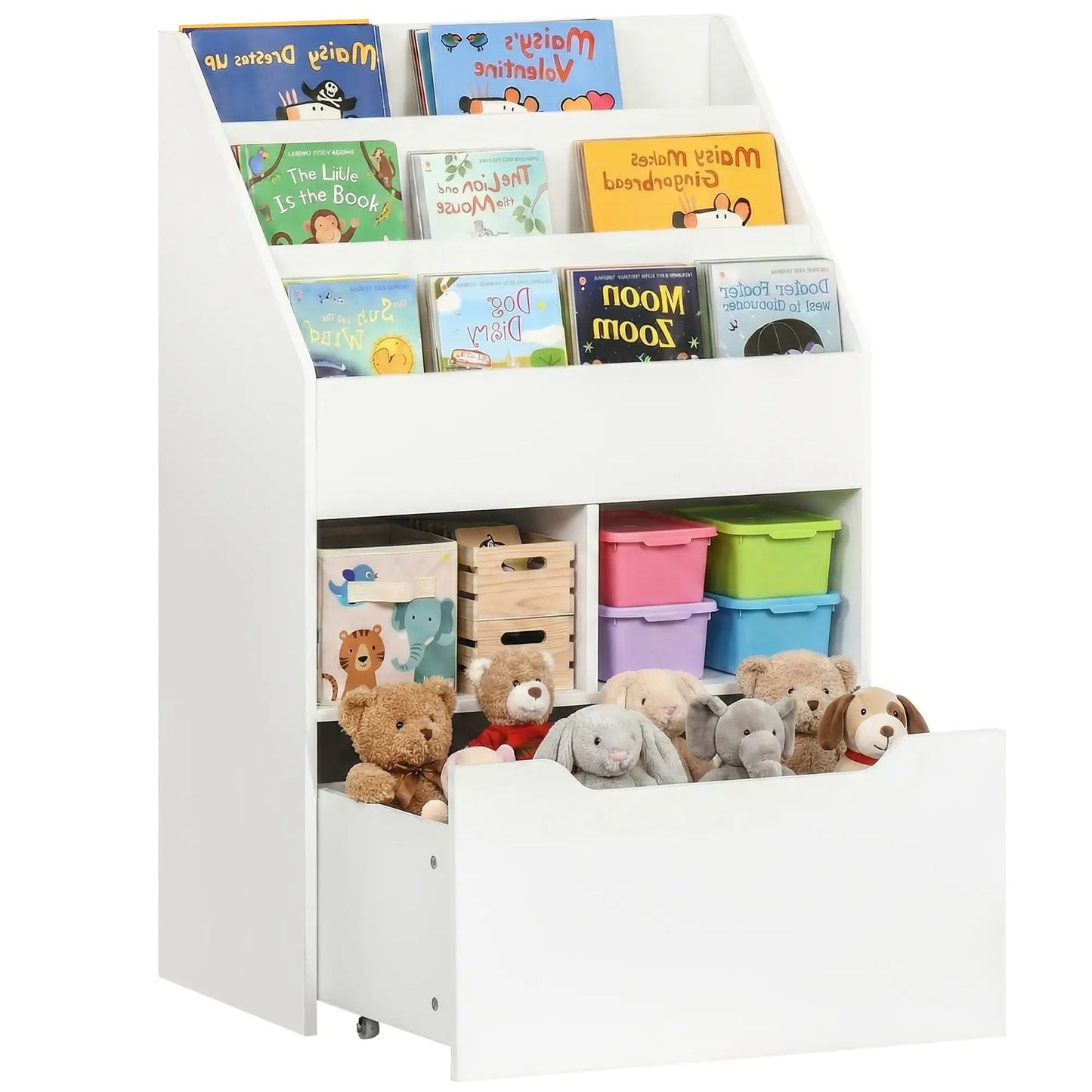 Kids Bookcase, Multi-Shelf Organizer with Drawer, White Baby & Kids Storage White at Gallery Canada