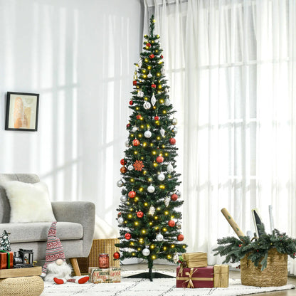 7' Pre Lit Artificial Pencil Christmas Tree, Warm White LED Lights, Green Pencil Christmas Trees at Gallery Canada