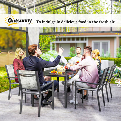 7-Piece Outdoor Dining Set, 6 Stackable Chairs, Rectangle Table, WPC Slatted Top Outdoor Dining Sets at Gallery Canada