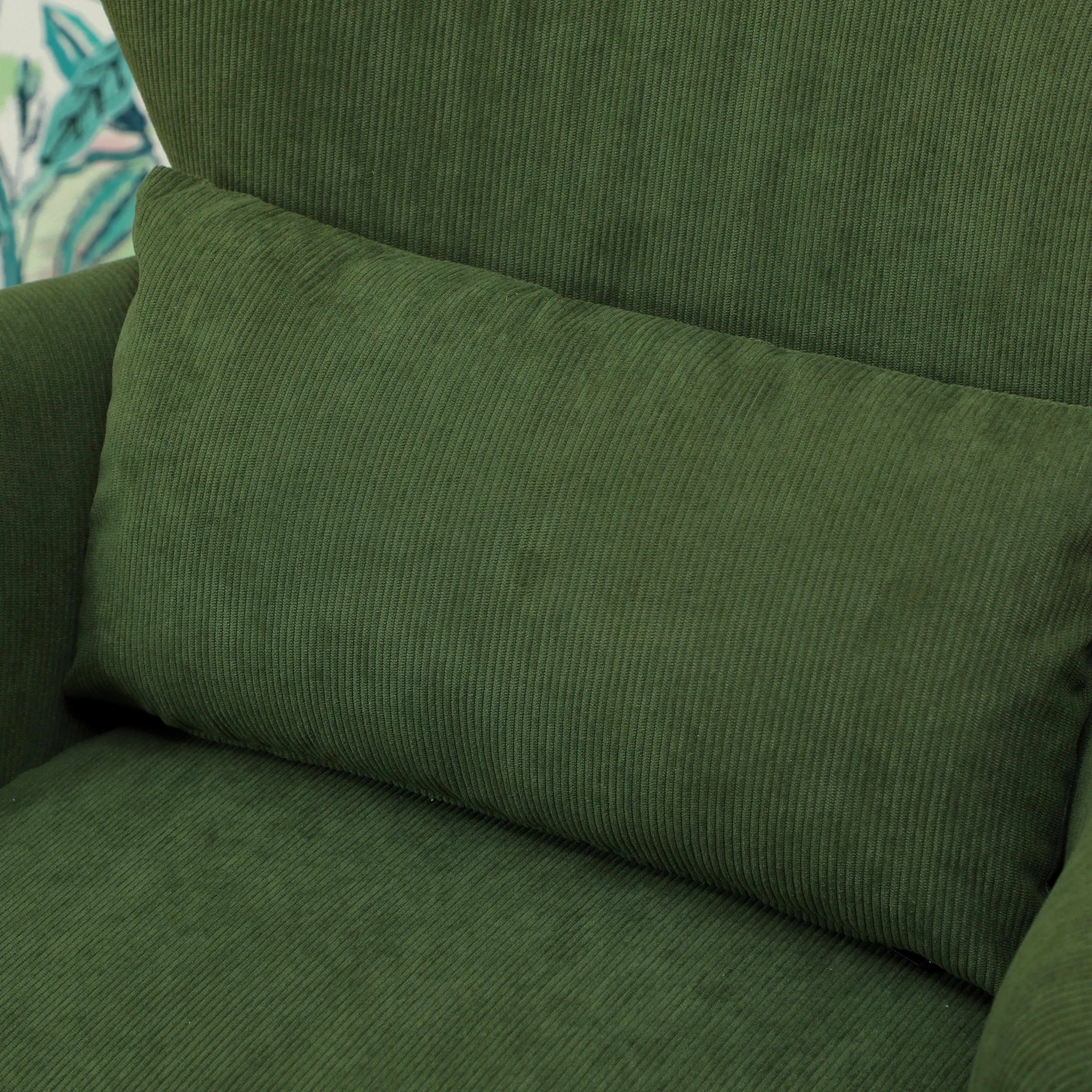 Modern Accent Chair, Upholstered Armchair, Solid Wood Legs, Lumbar Pillow, Green Accent Chairs at Gallery Canada