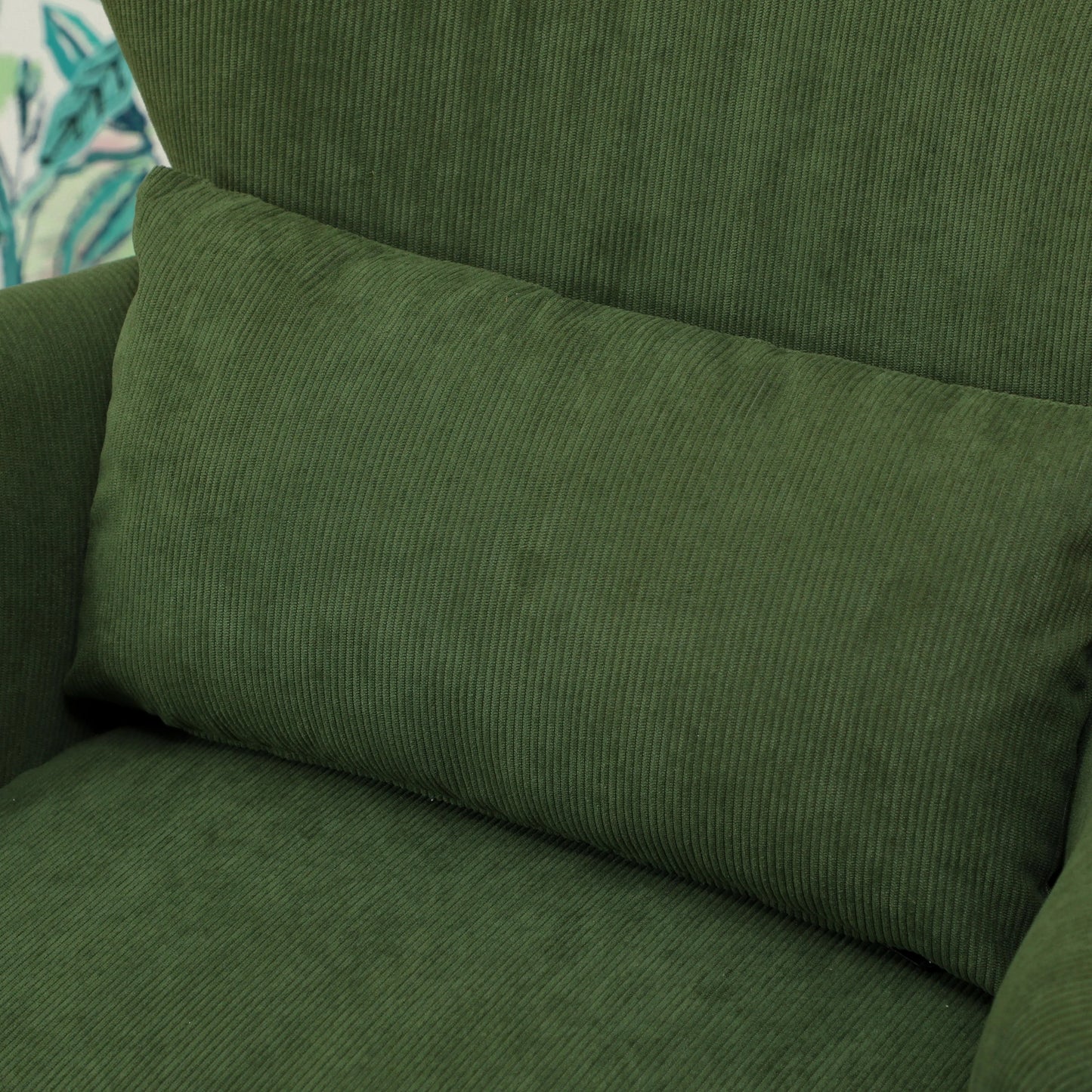 Modern Accent Chair, Upholstered Armchair, Solid Wood Legs, Lumbar Pillow, Green Accent Chairs at Gallery Canada