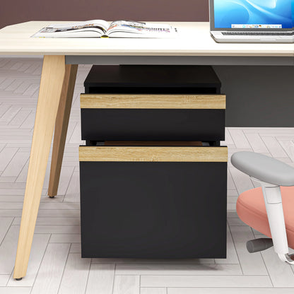Mobile Filing Cabinet, 2 Drawers, 5 Wheels, Wood Grain, Black Office Cabinets & Cupboards at Gallery Canada