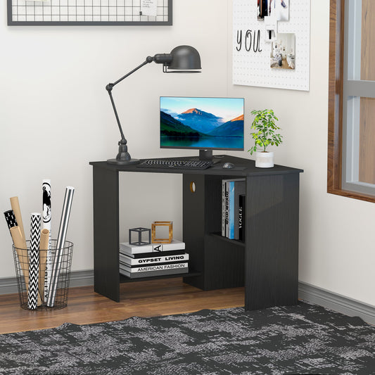 Corner Computer Desk with Storage Shelf, Writing Table Study Workstation for Home Office,Black - Gallery Canada