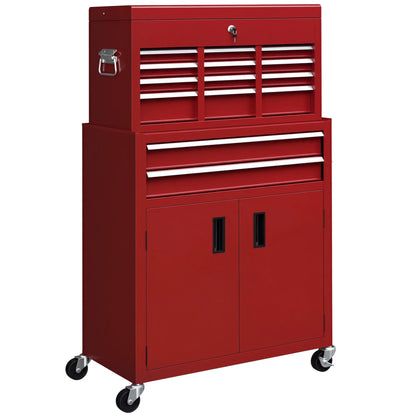 6-Drawer Rolling Tool Chest, 2 in 1 Lockable Storage Cabinet, Red Tool Organizers at Gallery Canada