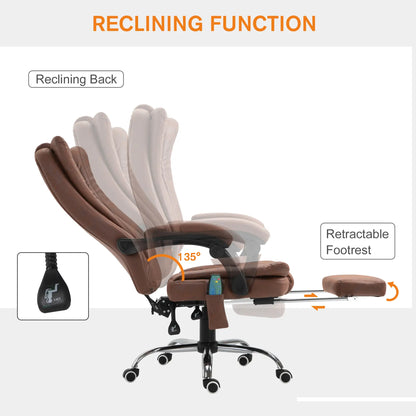 Office Chair, Vibration Massage Recliner, Retractable Footrest, Brown Massage Chairs at Gallery Canada