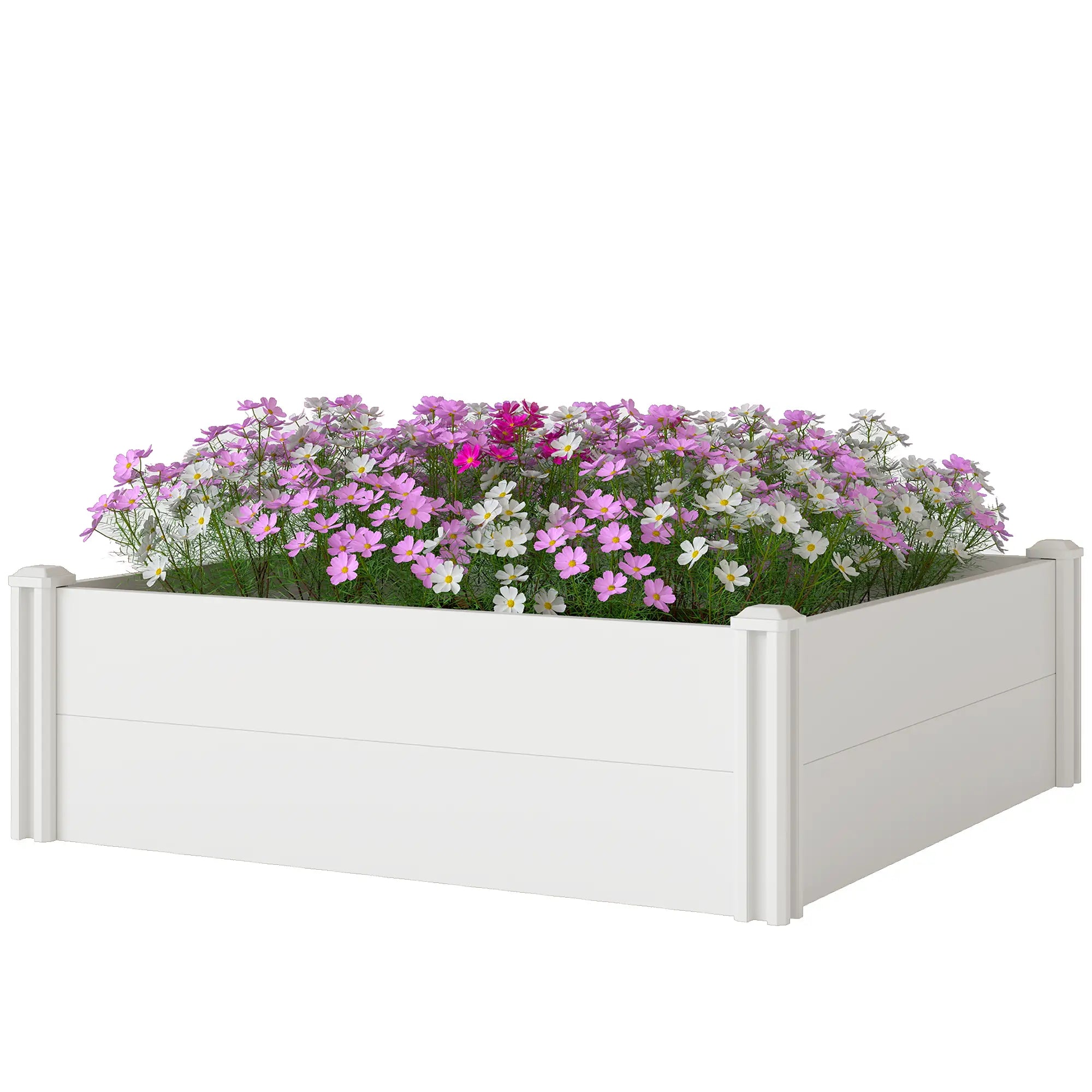 White Vinyl Raised Garden Bed Kit, 3 x 3 x 1ft Modular Elevated Box, White Raised Garden Beds White at Gallery Canada