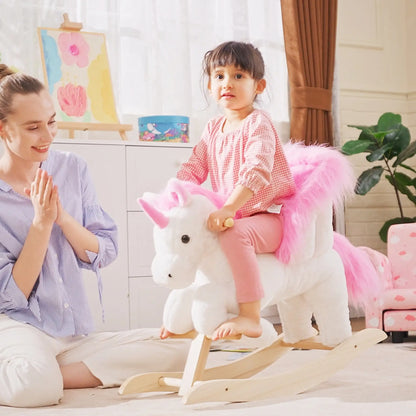 Kids Rocking Horse, Plush Unicorn Ride-On Toy, Pink Rocking Horses at Gallery Canada
