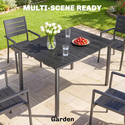Rectangular Patio Table, HDPE Top Metal Frame, Outdoor Dining For 4 Patio Dining Tables at Gallery Canada