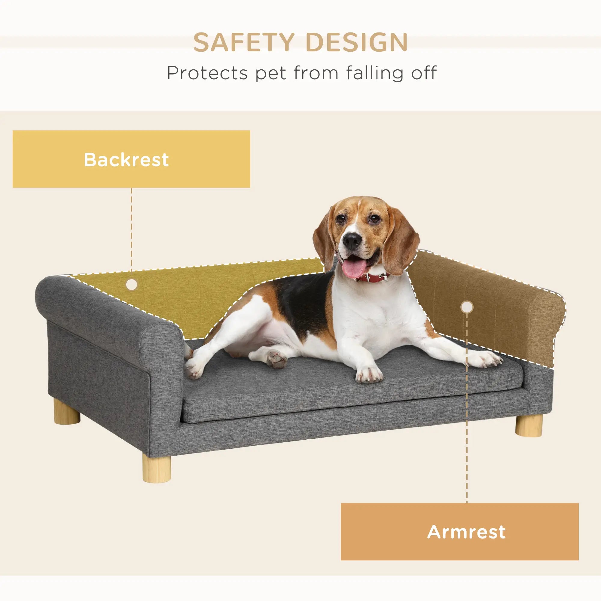Modern Pet Sofa, Medium Large Dog Bed, Removable Cushion, Dark Grey Dog Sofas at Gallery Canada