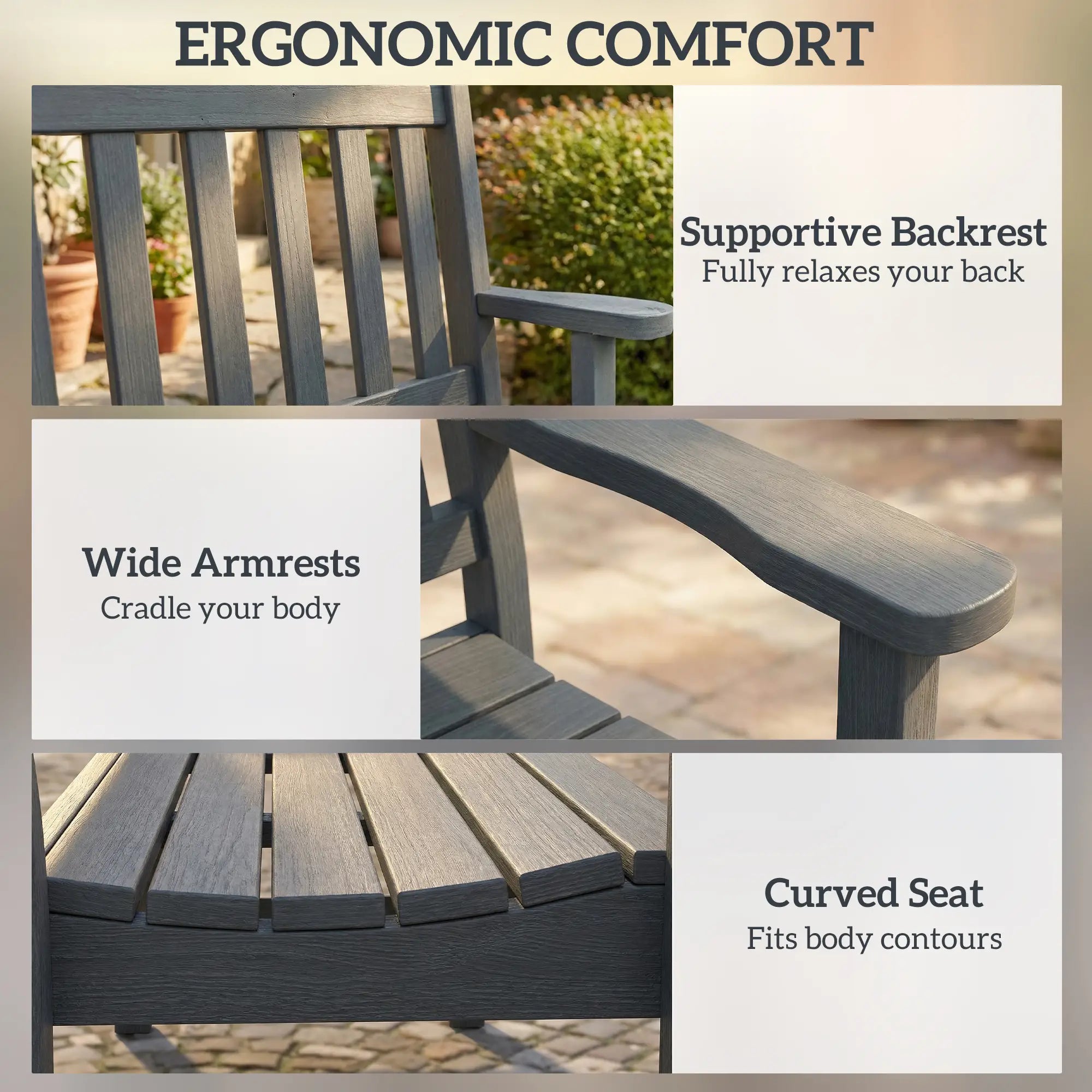 Outdoor Garden Bench, HDPE Weatherproof, 2-Person Seating Outdoor Benches at Gallery Canada