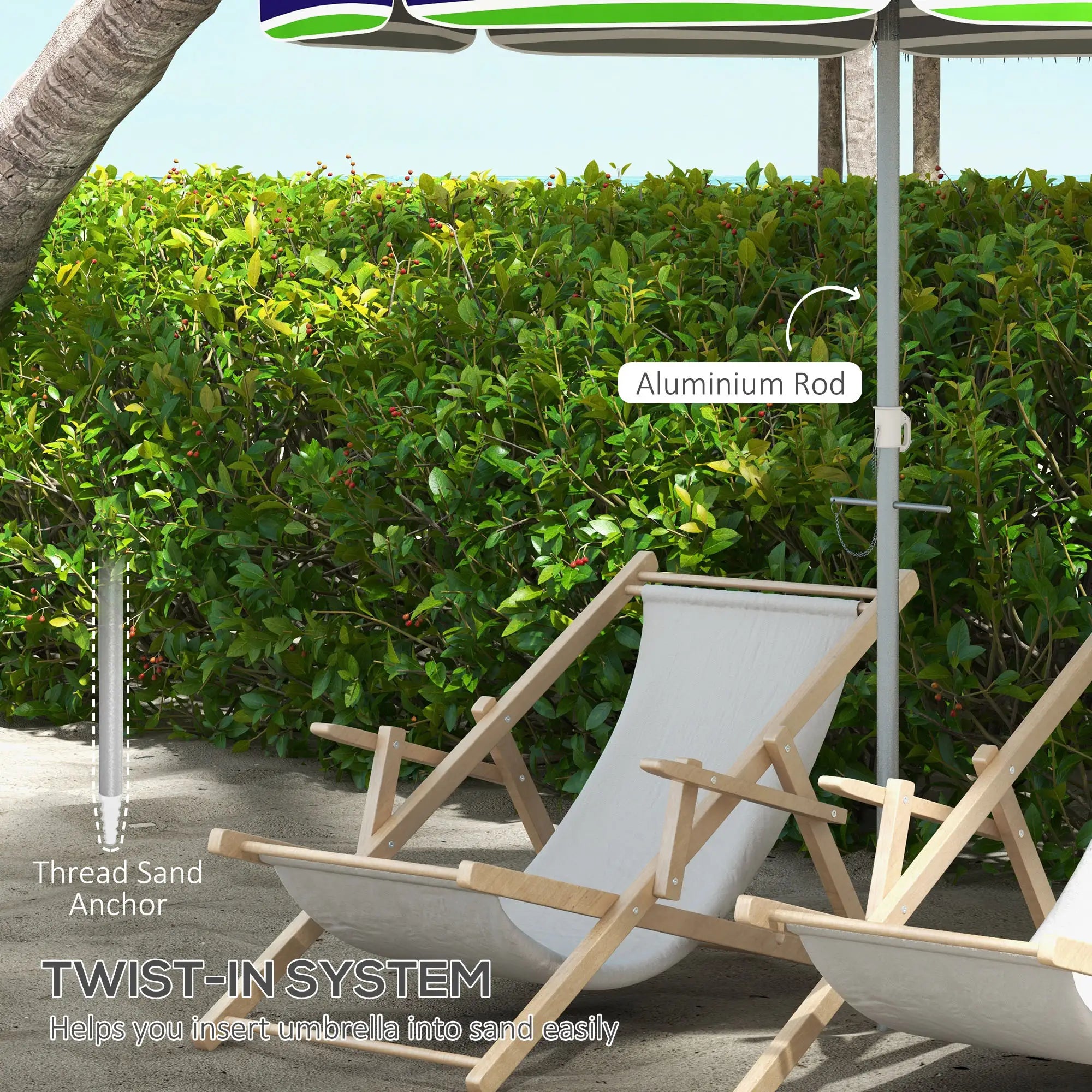 6ft Adjustable Beach Umbrella, Sand Anchor, Tilt Bag, 40+ UV, Multicolour Beach Umbrellas at Gallery Canada