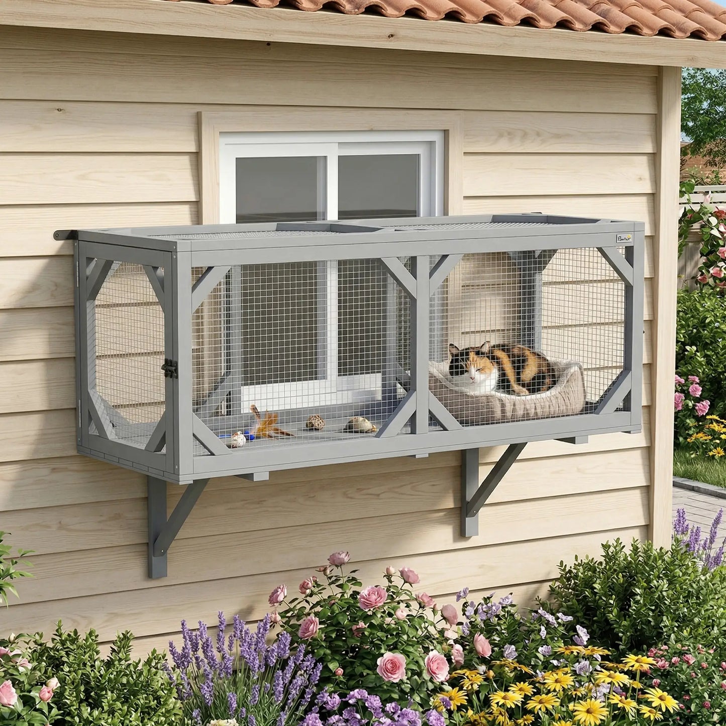 Wooden Cat Tunnel, Outdoor Cat Enclosure, 2 Doors, Extendable Design Outdoor Cat Enclosures at Gallery Canada