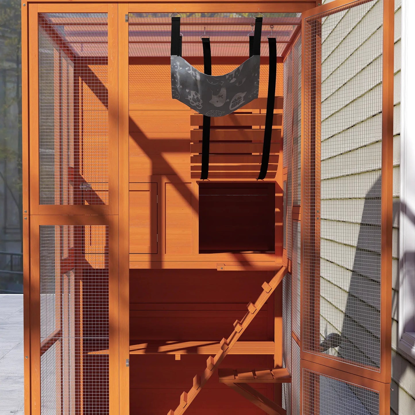 76" Catio Outdoor Cat Enclosure, Condo, Platforms, Ladder, Ramps, Hammock, Orange Outdoor Cat Enclosures at Gallery Canada