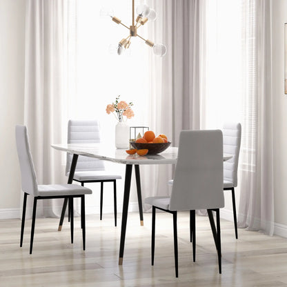 Modern Upholstered Dining Chairs, Set of 4, Linen Fabric, Metal Legs, White Dining Chairs at Gallery Canada