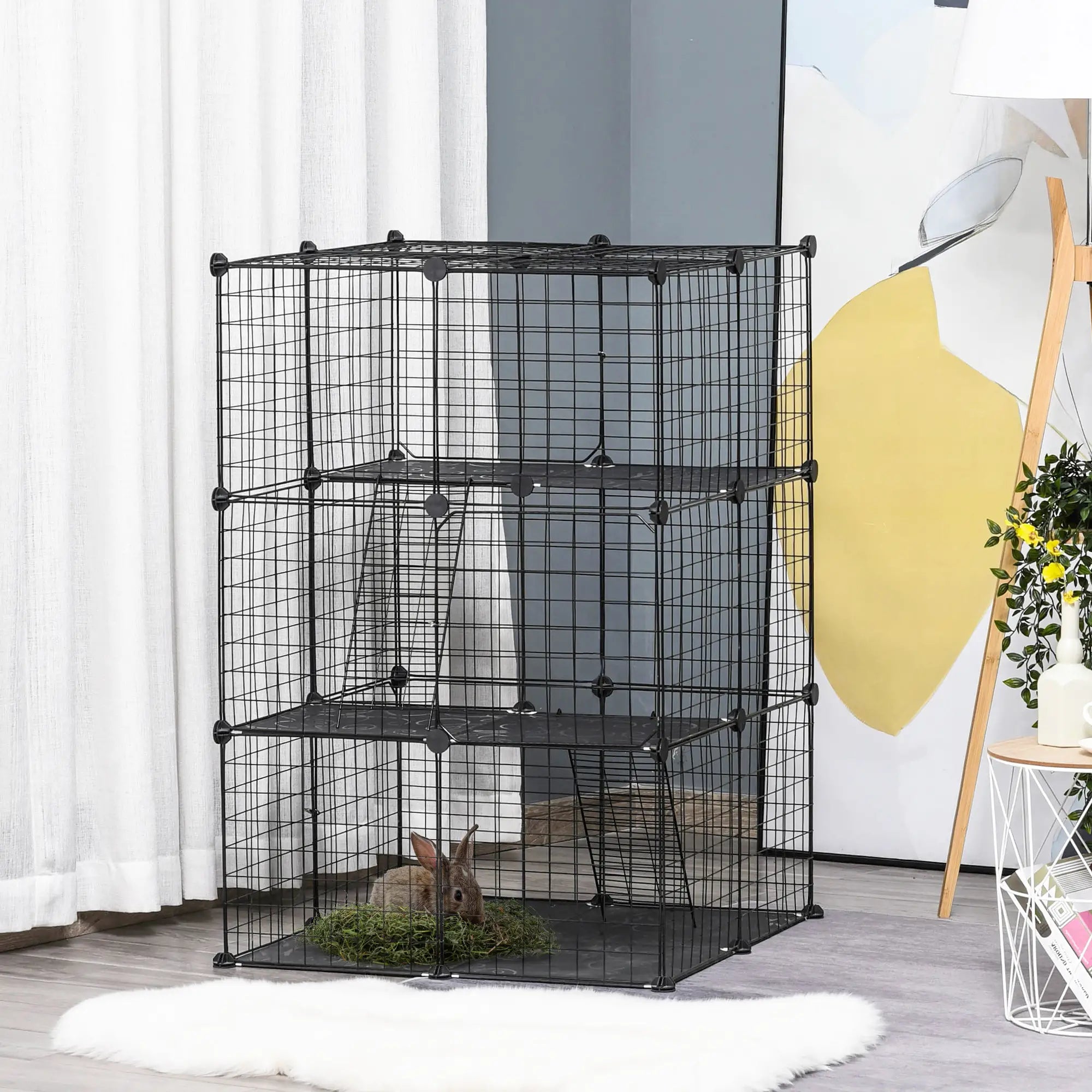 39 Pcs Small Animal Cage, Bunny Hutch, Portable Metal Wire, Black Houses & Habitats at Gallery Canada