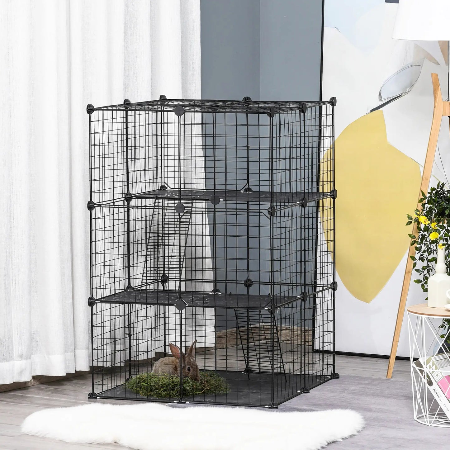 39 Pcs Small Animal Cage, Bunny Hutch, Portable Metal Wire, Black Houses & Habitats at Gallery Canada