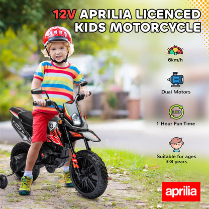 12V Kids Electric Motorcycle, Battery Powered Dirt Bike with Training Wheels, Red Electric Ride On Toys at Gallery Canada