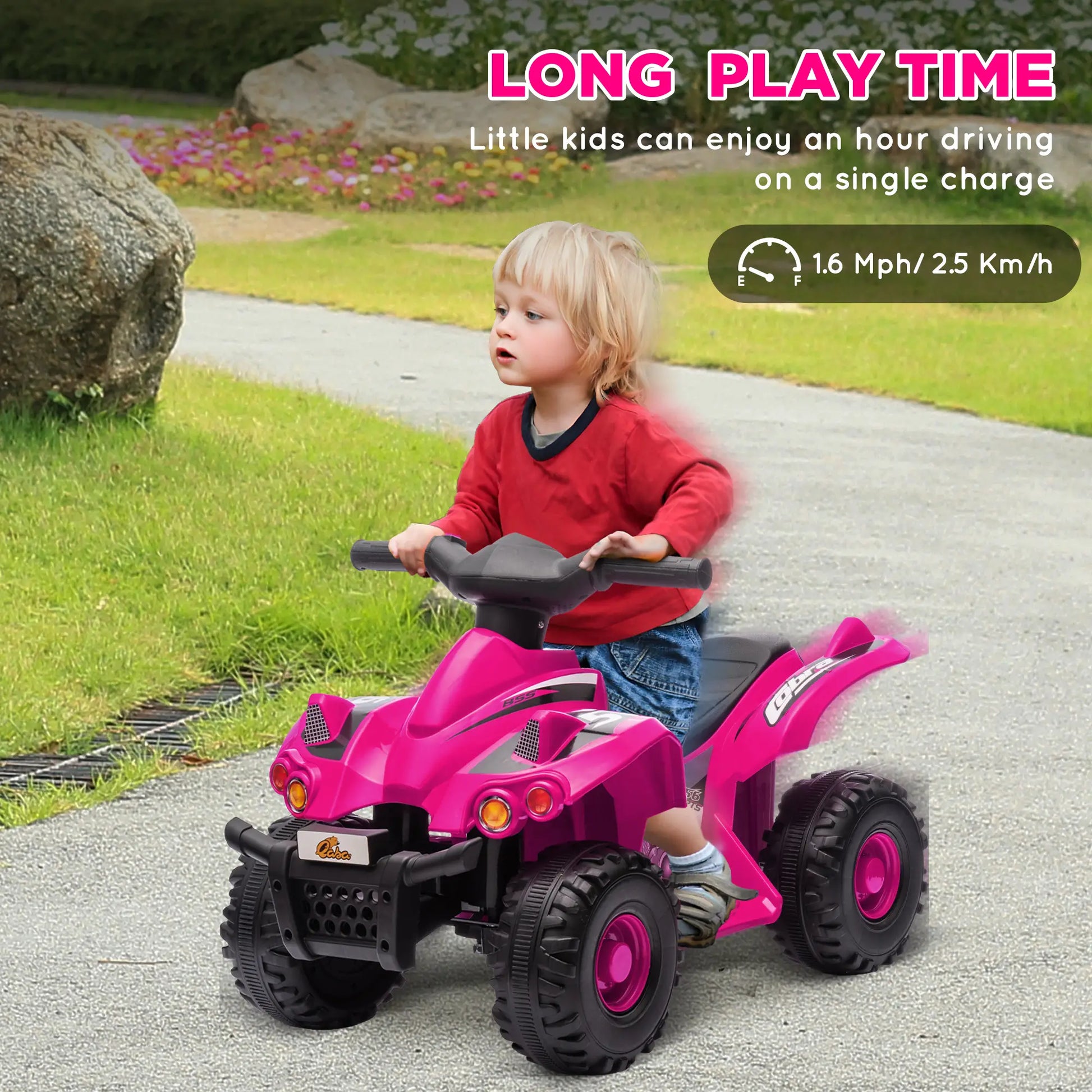 6V Kids ATV Quad with Music, Forward, for 2-6 Years, Pink Electric Toy Cars at Gallery Canada