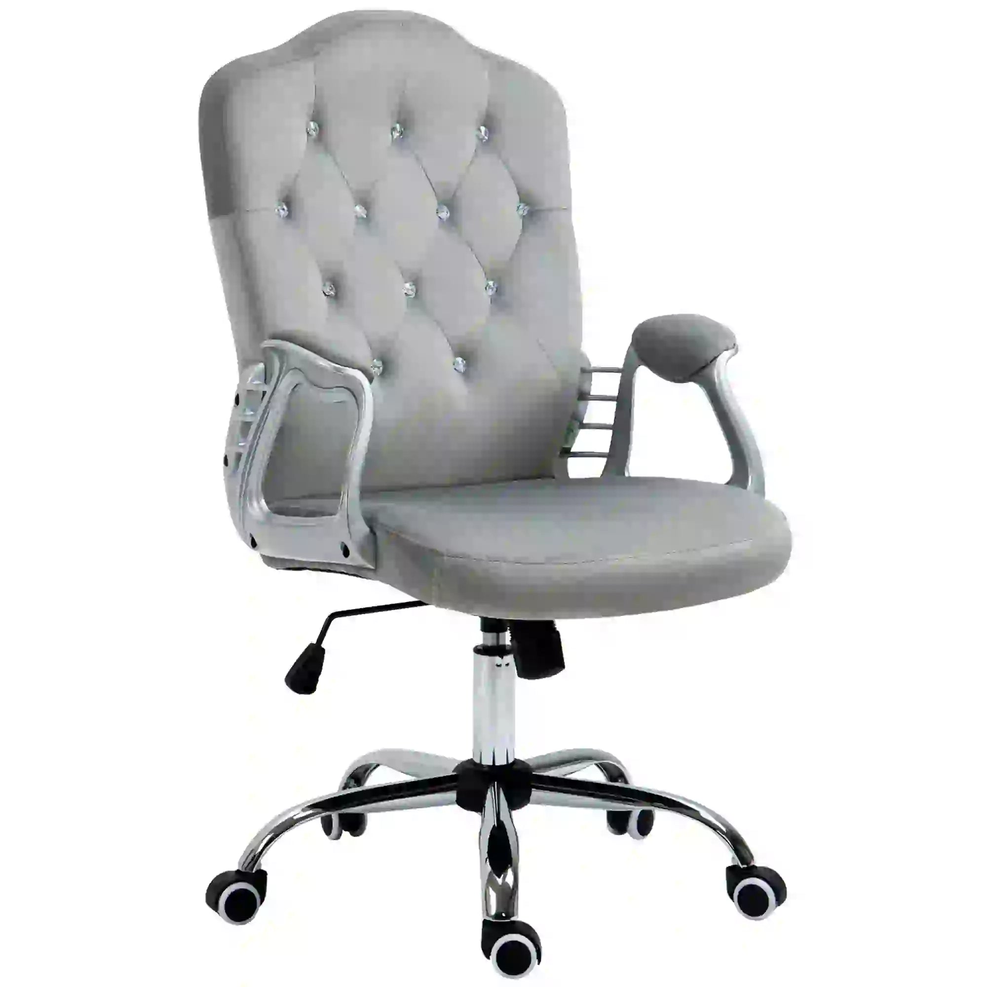 Velvet Office Chair, Button Tufted Desk Chair, Adjustable Height, Grey Executive & Manager Chairs at Gallery Canada