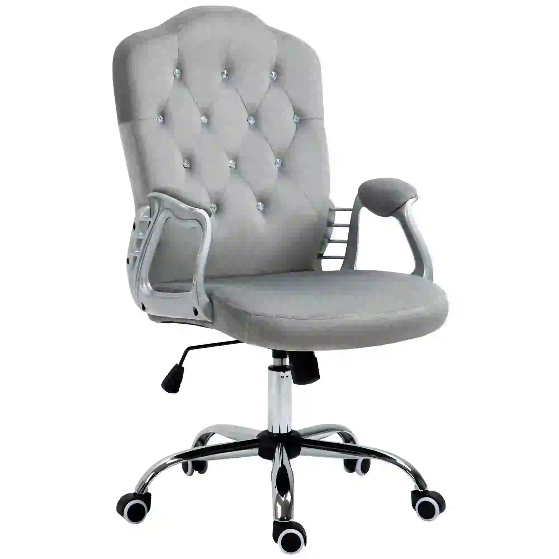 Velvet Office Chair, Button Tufted Desk Chair, Adjustable Height, Grey Executive & Manager Chairs at Gallery Canada